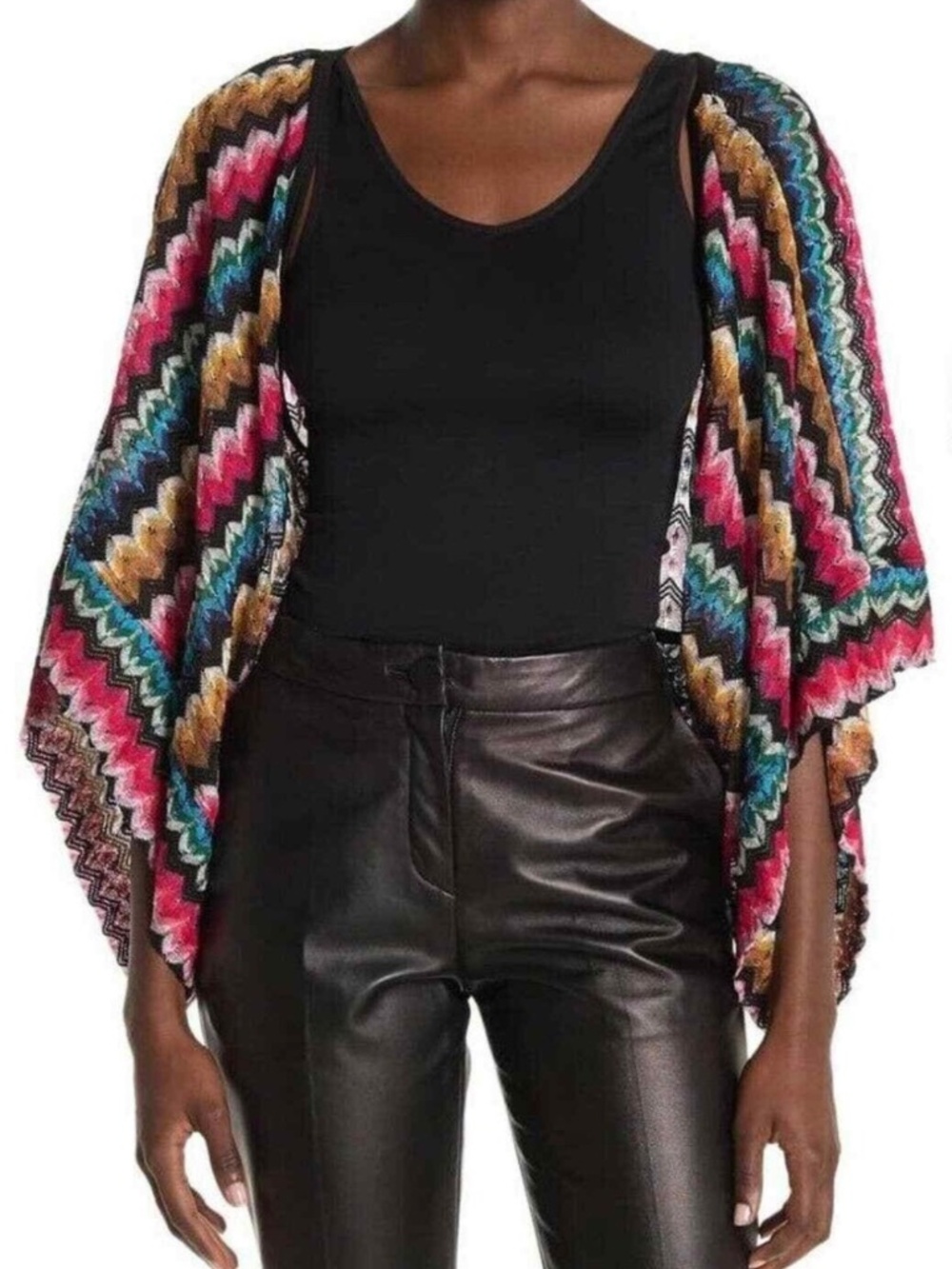 Trina Turk Chevron Knit Shrug Jacket